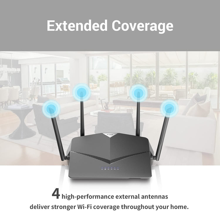 D-Link AC2600 Router - (DIR-2640) & AC1700 Extender -  (DAP-1755) Whole Home Kit - (W5BKT2). Good for Large Size, Less than 30 Devices Home