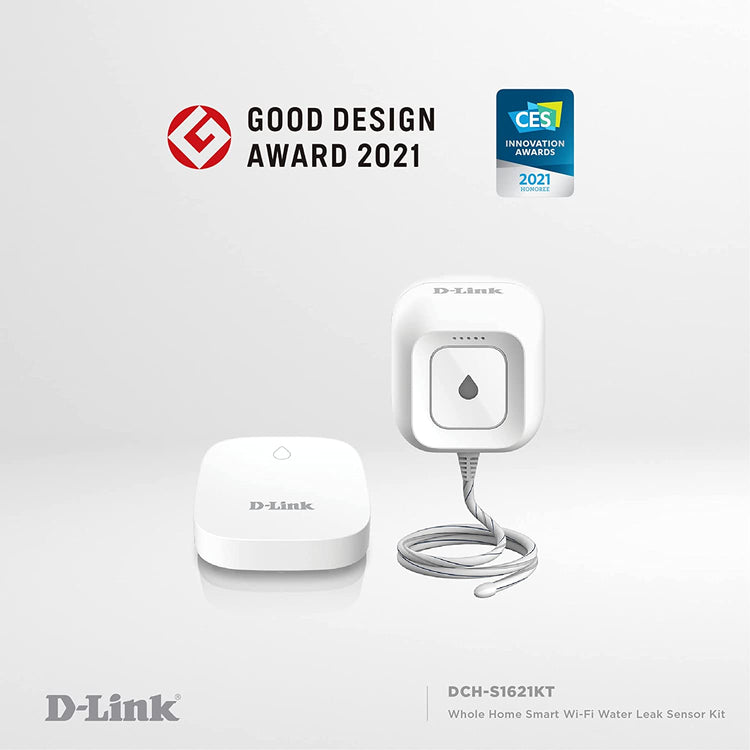 D-Link Water Sensor and Alarm Starter Kit, Detector, AC Powered, Expandable up to 16 Locations, Works with Google Home - (DCH-S1621KT)