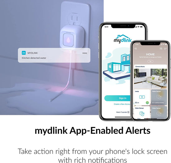 DLink Water Sensor and Alarm Starter Kit, Detector, AC Powered, Expan