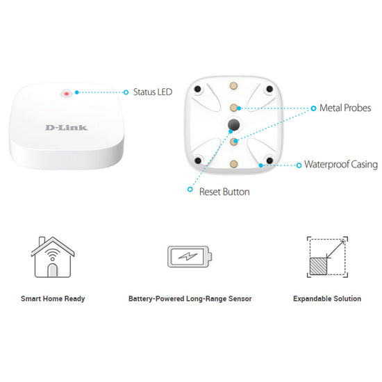 DLink Water Sensor Pod AddOn, Expandable up to 16 locations, Battery