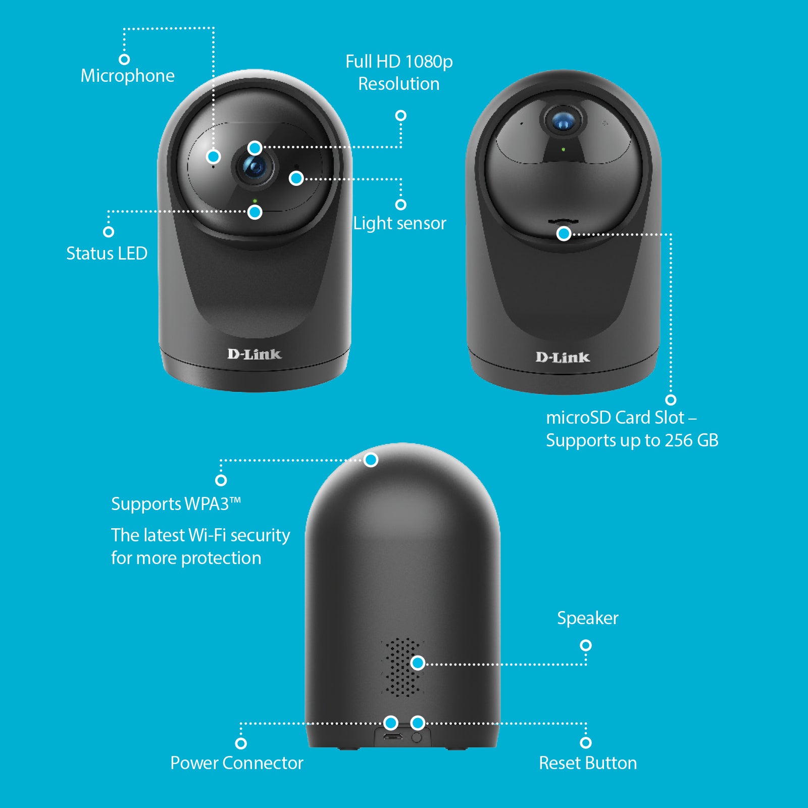 D-Link DCS-8325LH Smart Full HD Wi-Fi Camera, 1080p, Nachtzicht, Cloud Video Recording, AI-Based Persoon- en Grensoverschrijdings-detectie / Multi-Zone detectie, Support Alexa and Google Assistant D-Link DCS-8325LH Smart Full HD Wi-Fi Camera, 1080p, Nachtzicht, Cloud Video Recording, AI-Based Persoon- en Grensoverschrijdings-detectie / Multi-Zone detectie, Support Alexa and Google Assistant