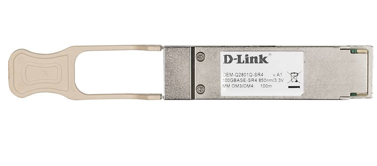 D-Link 1-Port 100GBase-SR4 Multi-Mode QSFP28 Transceiver (Up to 70m (OM3)/100m (OM4)) - (DEM-Q2801Q-SR4)
