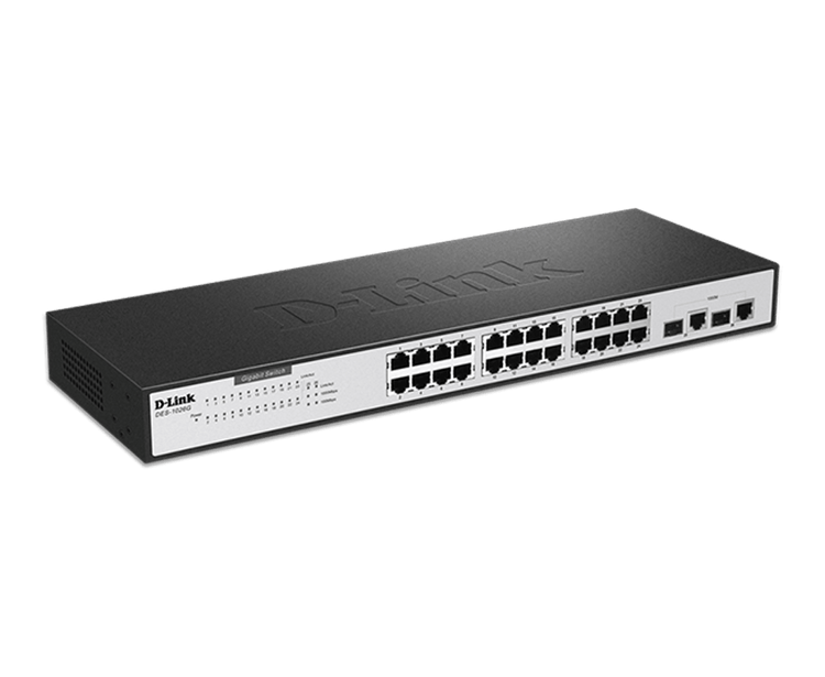 D-Link 24-Port Fast Ethernet Unmanaged Rackmount Switch with 2 Gigabit Ports - (DES-1026G)