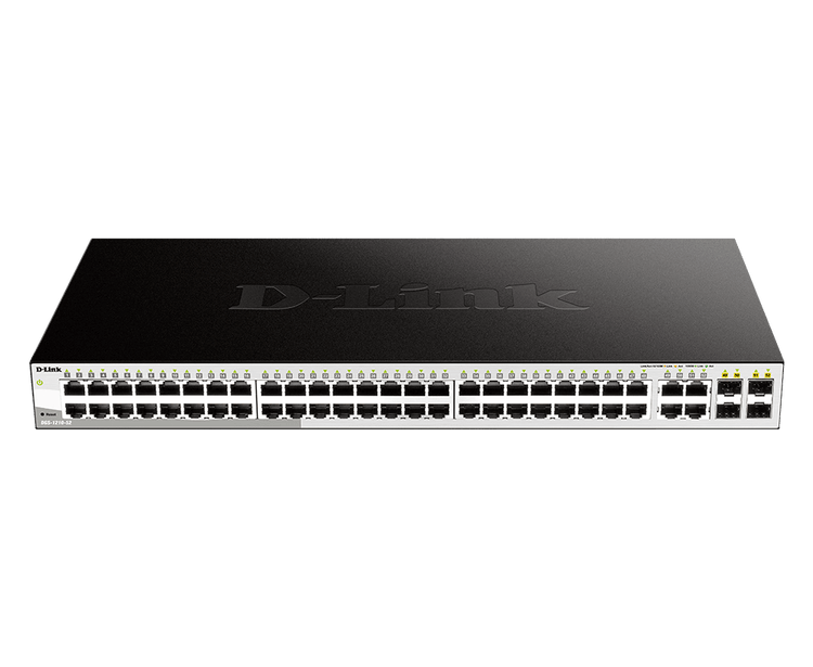 D-Link 52-Port Gigabit Smart Managed Switch | 48 GbE + 4 Combo SFP Ports| L2+| Web Managed| Optional Nuclias Connect |Surveillance Mode | NDAA Compliant (DGS-1210-52)