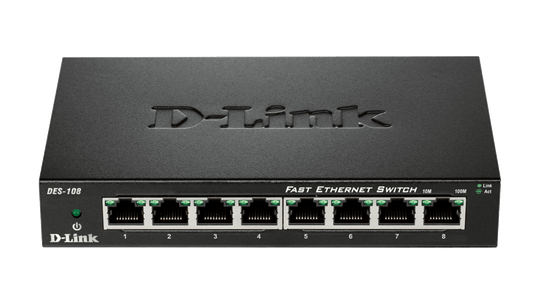 D-Link 8-Port Fast Ethernet Unmanaged Desktop Switch - (DES-108)