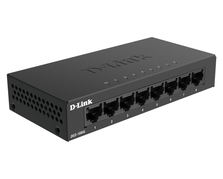 D-Link 8-Port Gigabit Ethernet Unmanaged Metal Compact Switch - (DGS-108GL)