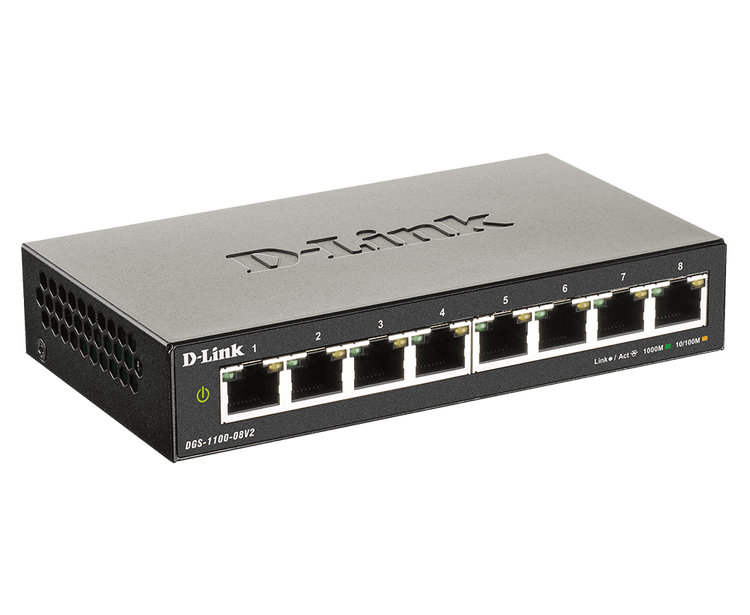 D-Link 8-Port Gigabit Smart Managed Switch | Web Managed | Cable Diagnostics | Fanless | Compact Metal Desktop | NDAA Compliant - (DGS-1100-08V2)
