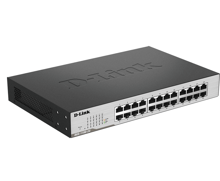 D-Link [Certified Refurbished] 24-Port Gigabit Ethernet Web-Smart Managed Desktop Switch - (DGS-1100-24/RE)