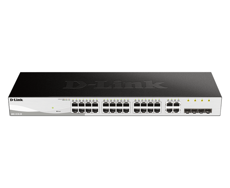 D-Link 28-Port Gigabit Smart Managed Switch | 24 GbE + 4 Combo SFP Ports| L2+| Web Managed| Optional Nuclias Connect |Surveillance Mode | NDAA Compliant (DGS-1210-28)