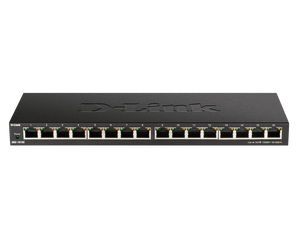 D-Link 16-Port Gigabit Unmanaged/Plug and Play Switch | Fanless| Slim Metal Compact | Desktop - (DGS-1016S)