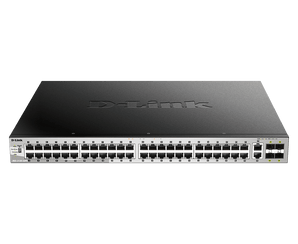 D-Link 54-Port Managed Stackable PoE+ Switch with 10GbE Ports | 48 PoE+ Ports (370W/740W) + 2 10GbE Copper Ports + 4 10G SFP+ Uplink Ports | L3 | Stacking | Optional D-View | NDAA Compliant -(DGS-3130-54PS)