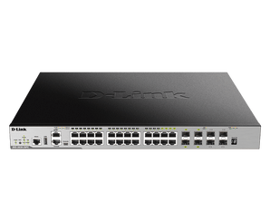 D-Link 28-Port Managed Stackable Switch with 10GbE Ports | 20 GbE Ports + 4 Combo 1GbE/SFP Ports + 4 10GbE SFP+ Uplink Ports | L3 | Stacking | Web Managed | Optional D-View | NDAA Compliant - (DGS-3630-28PC/SI)