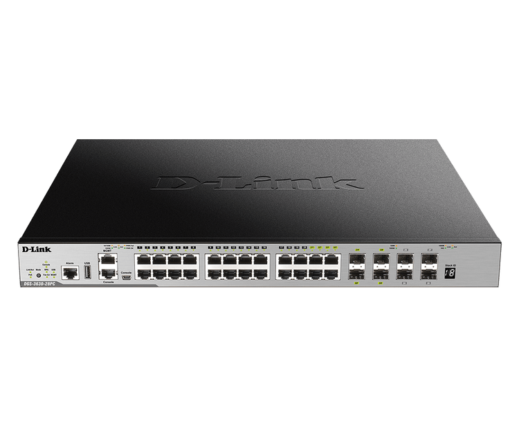 D-Link 28-Port Layer 3 Stackable Managed PoE Gigabit Switch - (DGS-3630-28PC/SI)
