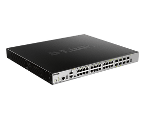 D-Link 28-Port Managed Stackable Switch with 10GbE Ports | 20 GbE Ports + 4 Combo 1GbE/SFP Ports + 4 10GbE SFP+ Uplink Ports | L3 | Stacking | Web Managed | Optional D-View | NDAA Compliant - (DGS-3630-28PC/SI)