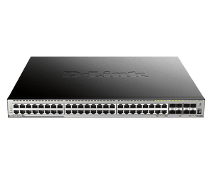 D-Link 52-Port Managed Stackable Switch with 10GbE Ports | 44 GbE Ports + 4 Combo 1GbE/SFP Ports + 4 10GbE SFP+ Uplink Ports | L3 | Stacking | Web Managed | Optional D-View | NDAA Compliant - (DGS-3630-52PC/SI)