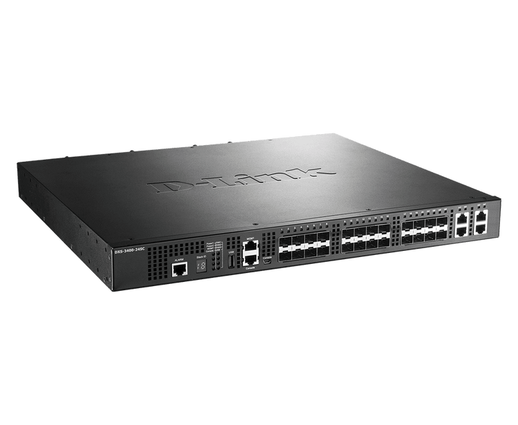D-Link 24-Port SFP+ Gigabit Ethernet Managed Layer 3 Stackable Switch with 4 x 10GBASE-T/SFP+ Combo Ports - (DXS-3400-24SC)