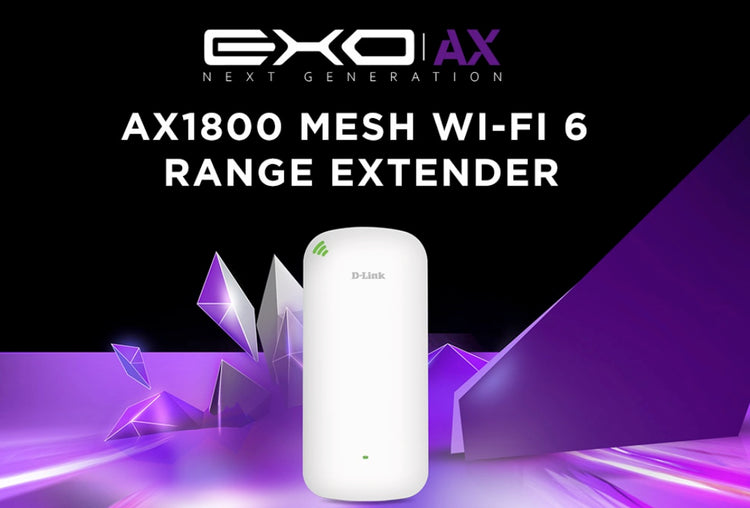 D-Link EXO | AX WiFi6 AX1800 Mesh Extender with Gigabit Ethernet Port - Wireless Repeater 1xGigE Wall-Plug - (DAP-X1870)